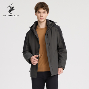 SMITHPOLOV斯密特保罗男士羽绒服2025冬季新款时尚休闲拼接外套