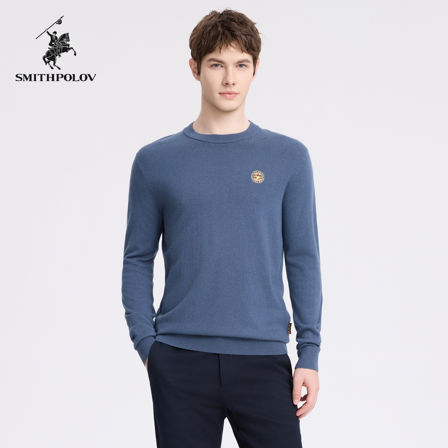 【绵羊毛】SMITHPOLOV斯密特保罗秋冬季款内搭圆领商务男士羊毛衫