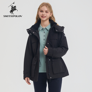 收腰休闲外套 新款 SMITHPOLOV斯密特保罗短款 素色羽绒服女士24冬季