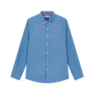 【100%棉】SMITHPOLOV斯密特保罗秋季新款牛津纺衬衫长袖刺绣衬衣