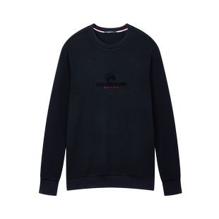 斯密特保罗男装黑色卫衣2024秋季新款圆领套头舒适长袖T恤上衣男