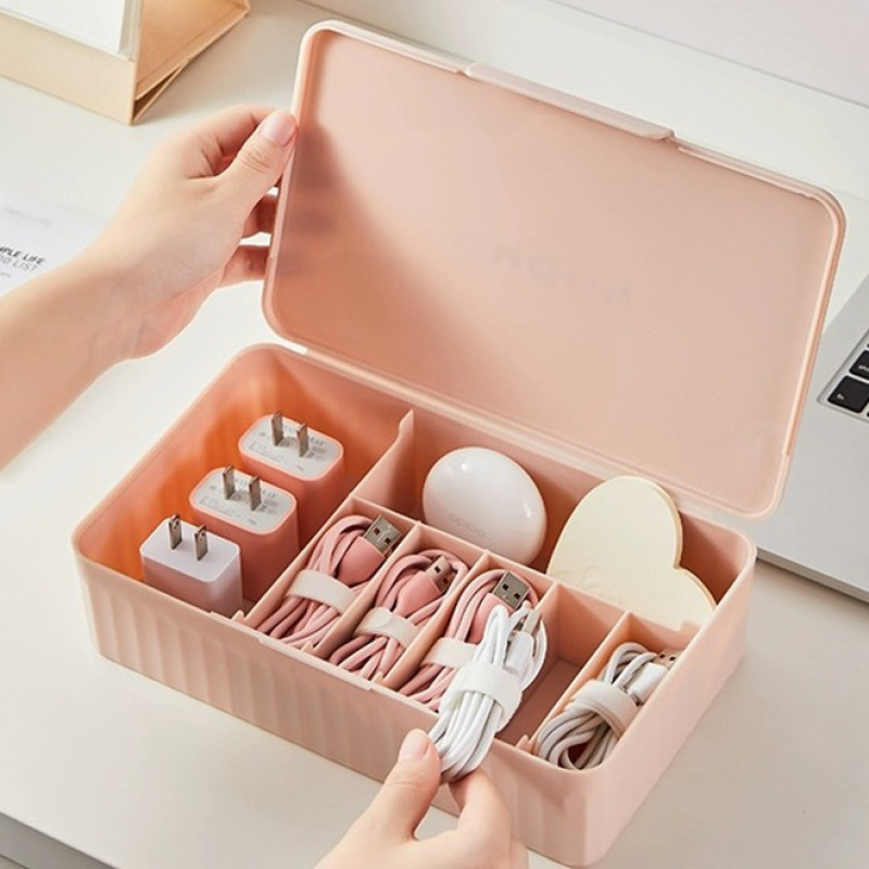 桌面收纳盒塑料防尘分隔