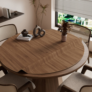 仿木纹胡桃木原木风圆形餐桌垫圆桌垫免洗防水防油桌面保护垫桌布