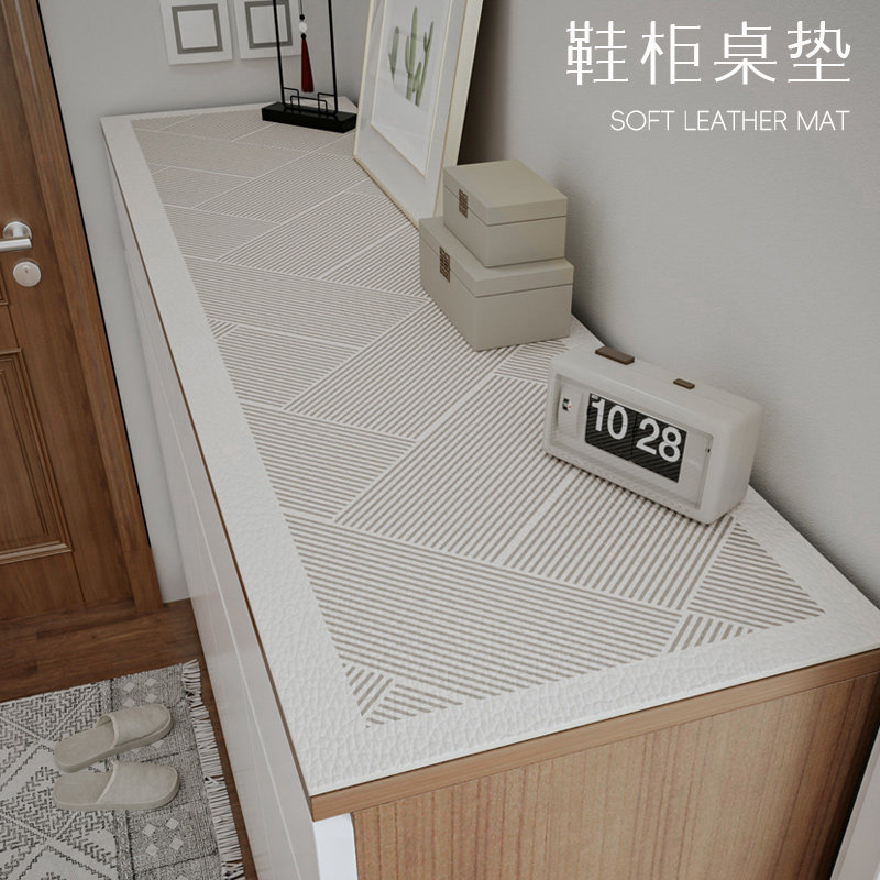 日式皮革餐边柜免洗防水玄关桌垫图片