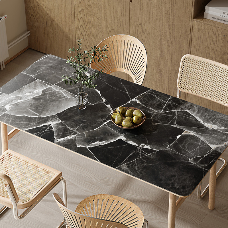 高级感大理石纹皮革桌布桌垫防水