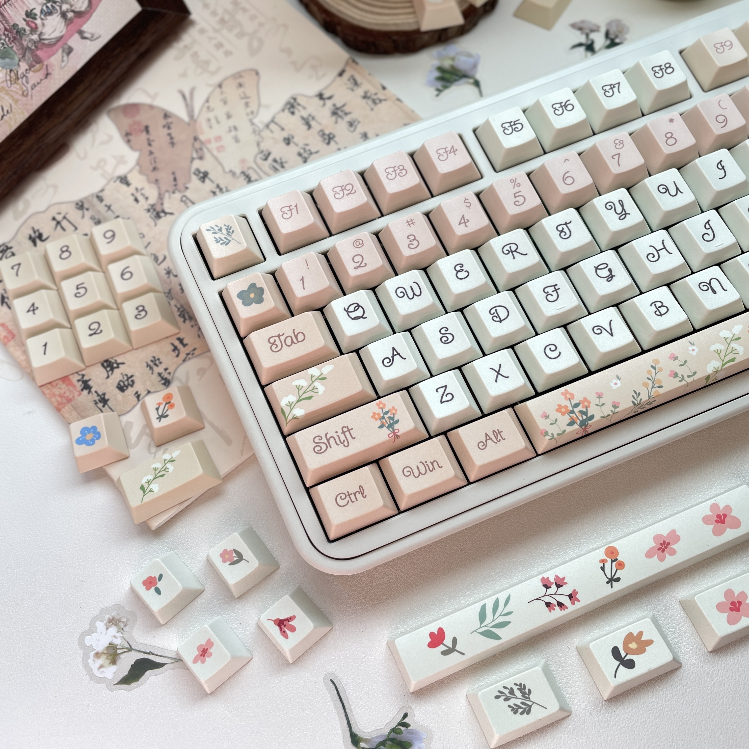 FKKeys花物语主题原创键帽原厂高度可爱风PBT材质五面热升华键帽