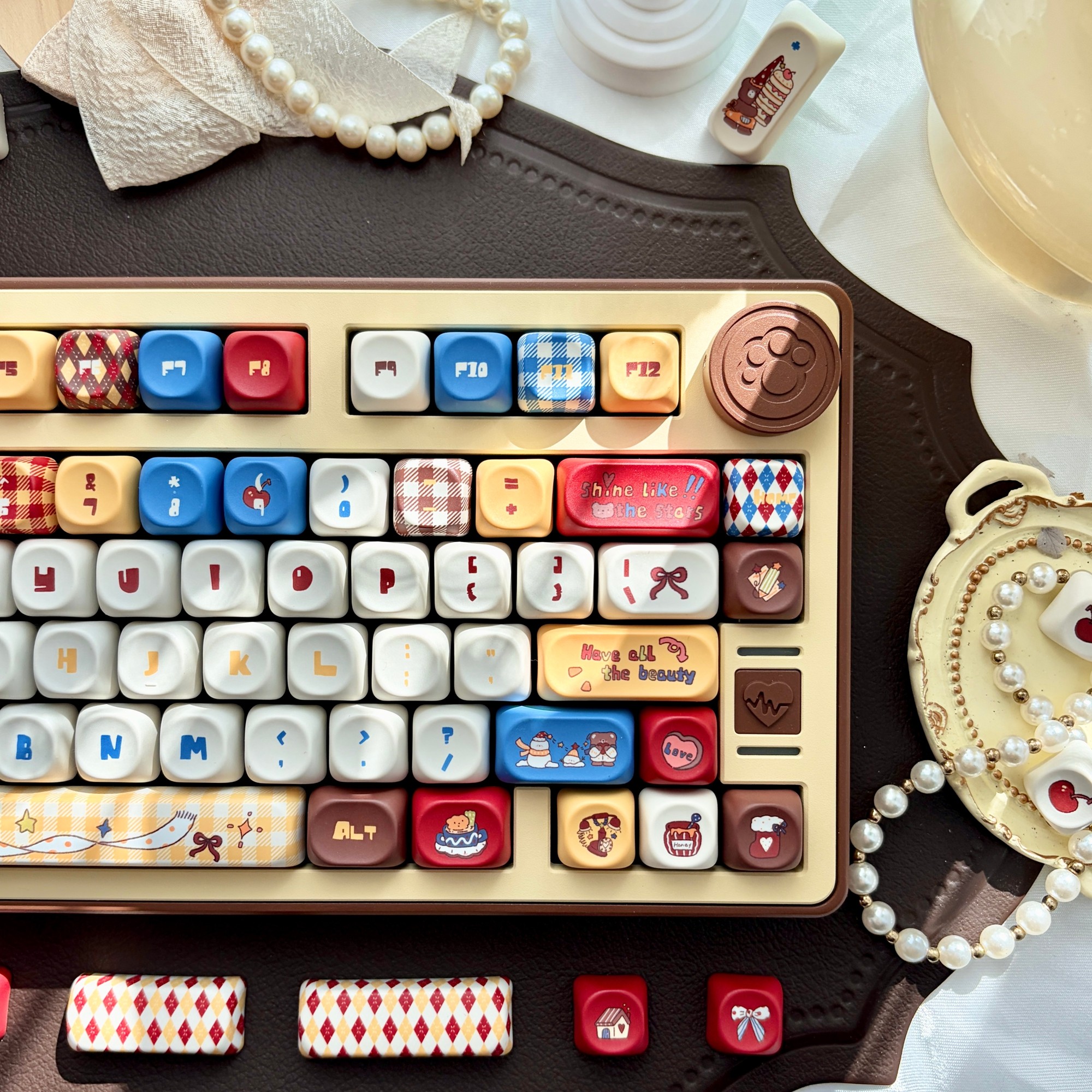 FKKeys小熊日记键帽PBT机械键盘帽二次元五面热升华MOA高度可爱