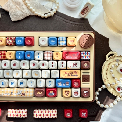 FKKeys小熊日记键帽PBT机械键盘帽二次元五面热升华MOA高度可爱