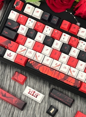 FKKeys双姝键帽机械键盘帽原创设计键帽红色手绘卡通可爱键帽五面