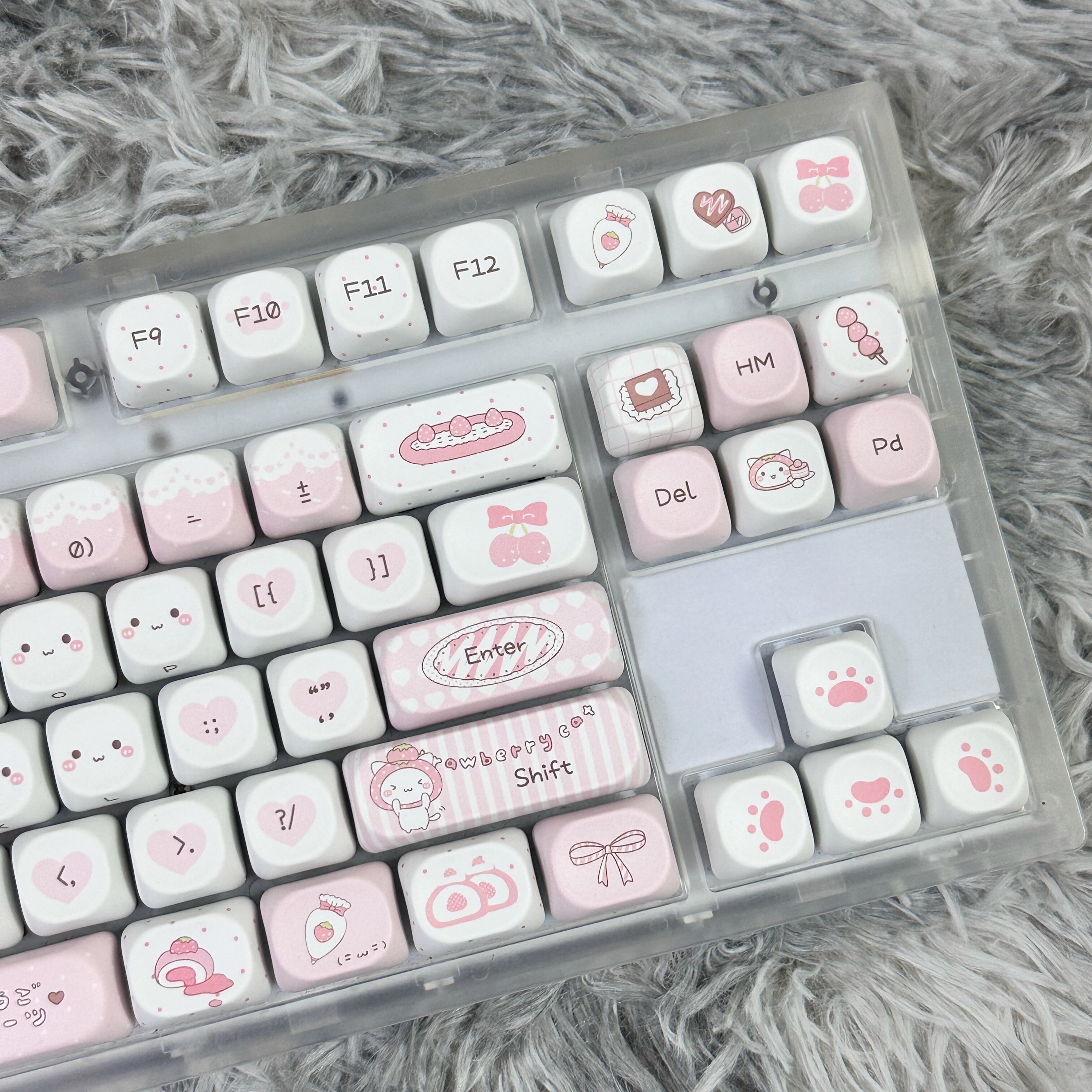 FKKeys草莓喵喵可爱卡通MOA键帽机械键盘个性原创粉色萌系少女