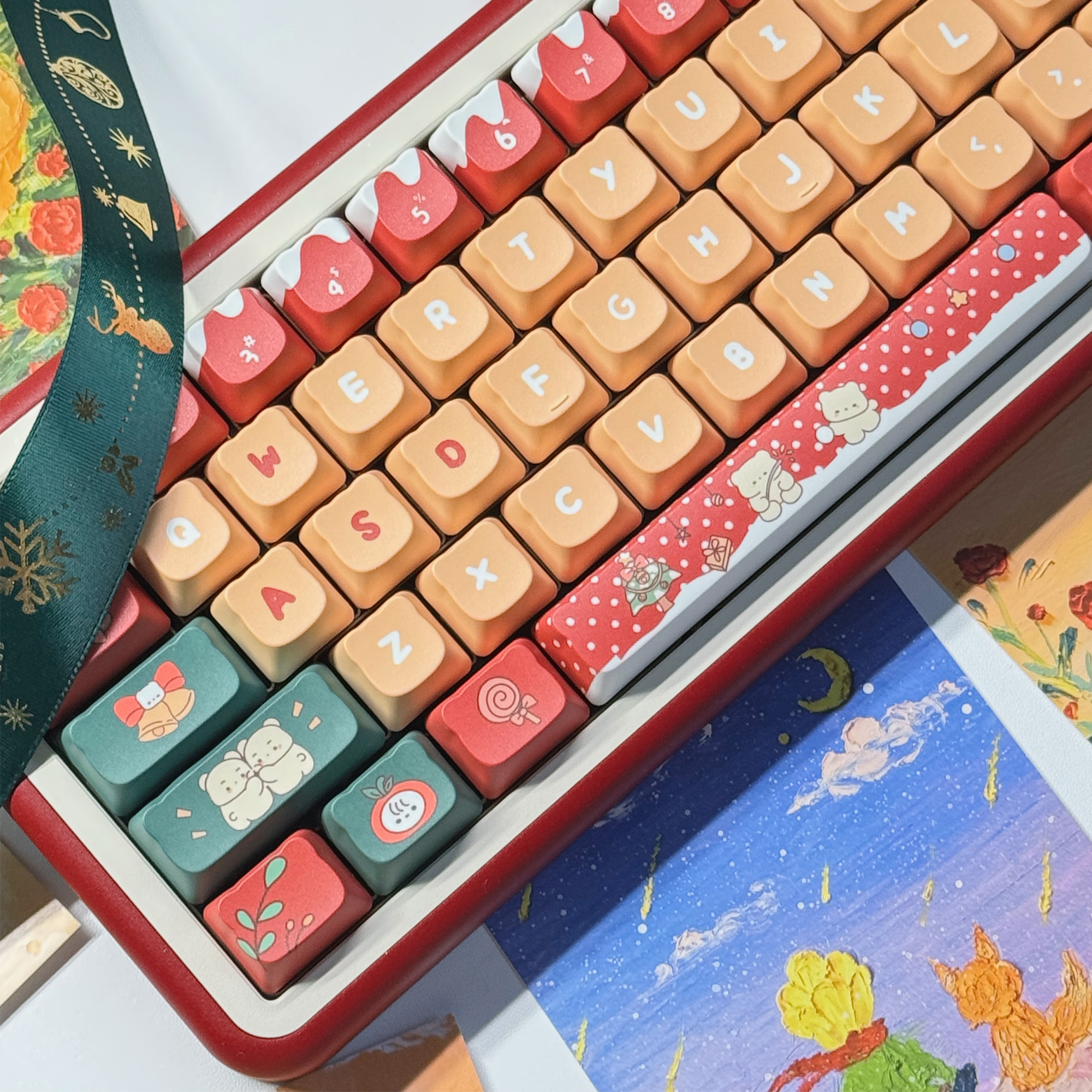 FKKeys圣诞熊猫键帽PDA高度机械键盘键帽可爱键帽猫猫头原创键帽