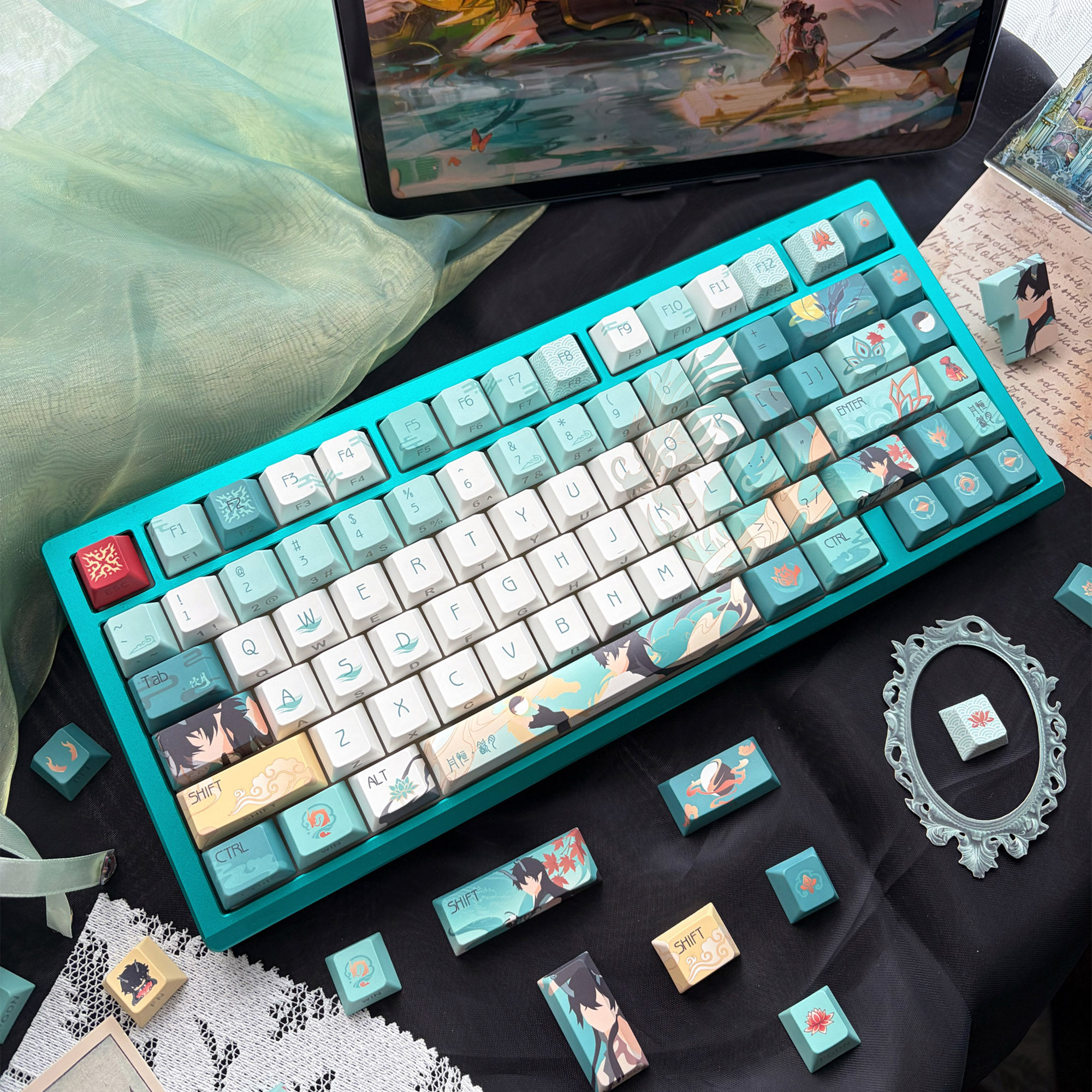 FKKeys丹恒键帽蹦铁二次元游戏周边原厂侧刻透光PBT机械键盘帽