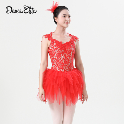 danceelite蕾丝绣花无袖芭蕾tutu
