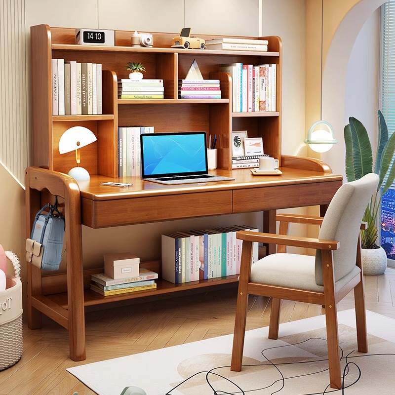 百思宜实木书桌卧室儿童学习桌中学生高中生写字桌家用简约电脑桌