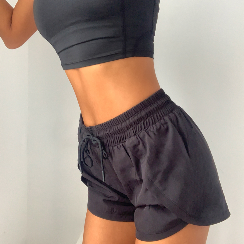 Gymie宽松瑜伽跑步运动高腰短裤女夏休闲骑行外穿训练健身三分裤