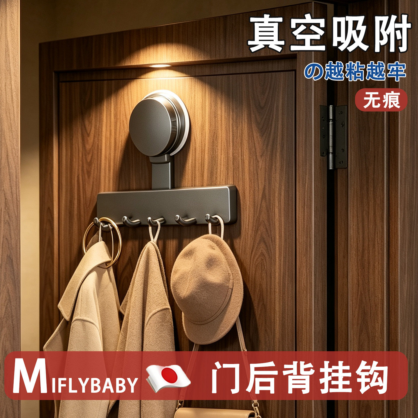 日本门后背挂钩免打孔强力承重防锈厨房墙壁粘胶粘钩衣服挂架神器