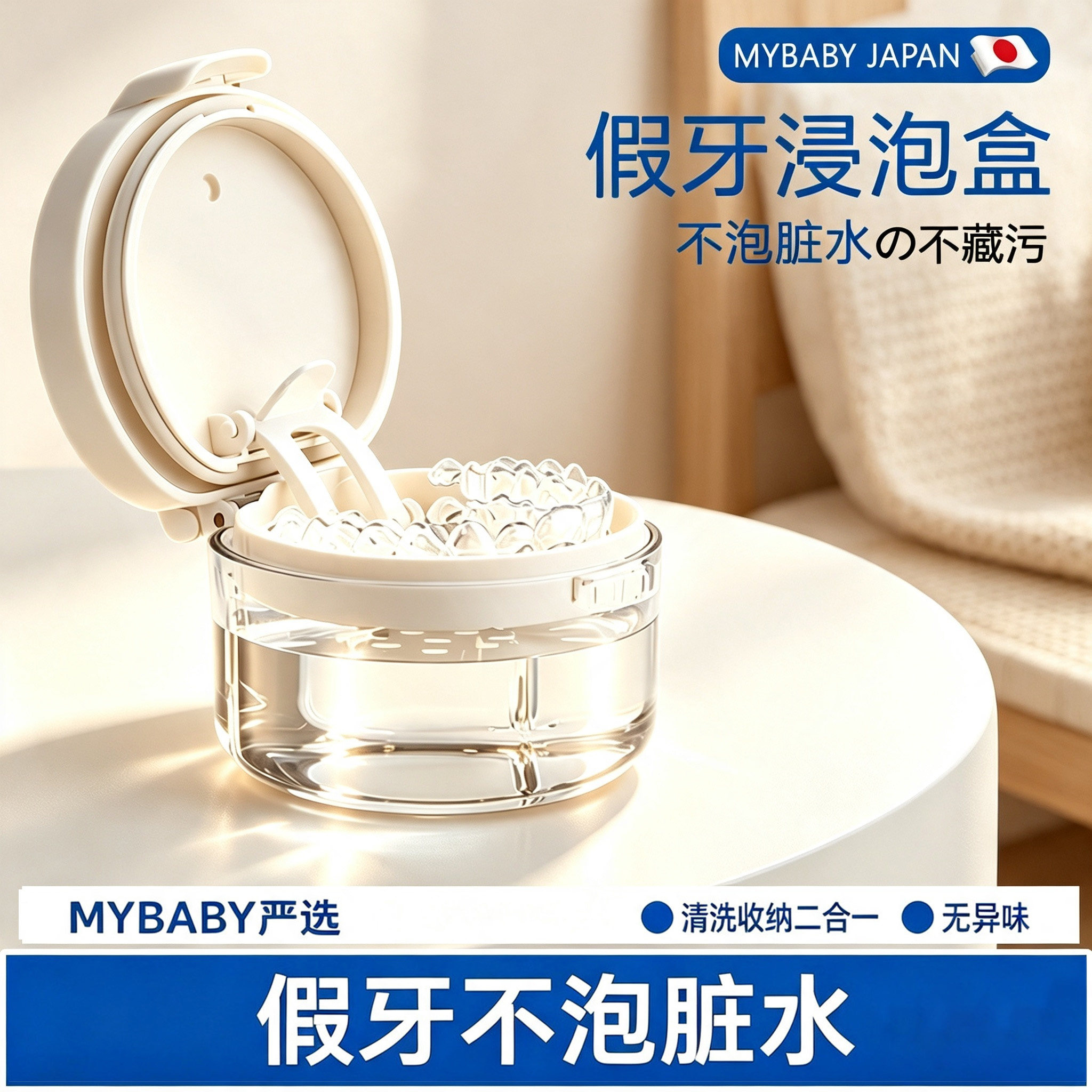 日本牙套盒子便携带浸泡清洗假牙牙齿矫正器隐形牙套保持器收纳盒