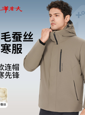 羊老大棉服男新款冬季加厚东北防寒保暖外套短款连帽上衣3D1FH210