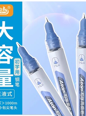 小白点一次性钢笔直液式大容量儿童小学生三年级初学专用EF尖练字刚笔免换墨囊书写书法初学者蓝色可擦