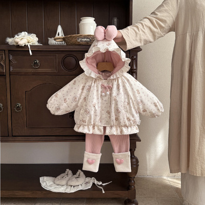 婴儿衣服棉服冬季女宝宝加厚可爱外套新款一岁婴幼儿冬装棉衣套装