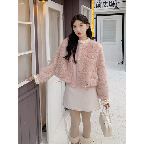 SHAOER【暖冬纪事】法式温柔气质高级感皮毛一体外套 S725X18861
