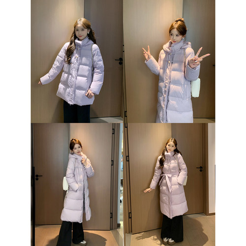 SHAOER【芋泥雪雪】复古连帽设计感保暖长款羽绒服女S725R21089