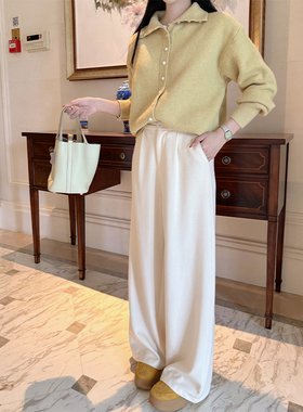 SHAOER【听风】时尚休闲宽松软糯直筒细条针织长裤 S725K15554