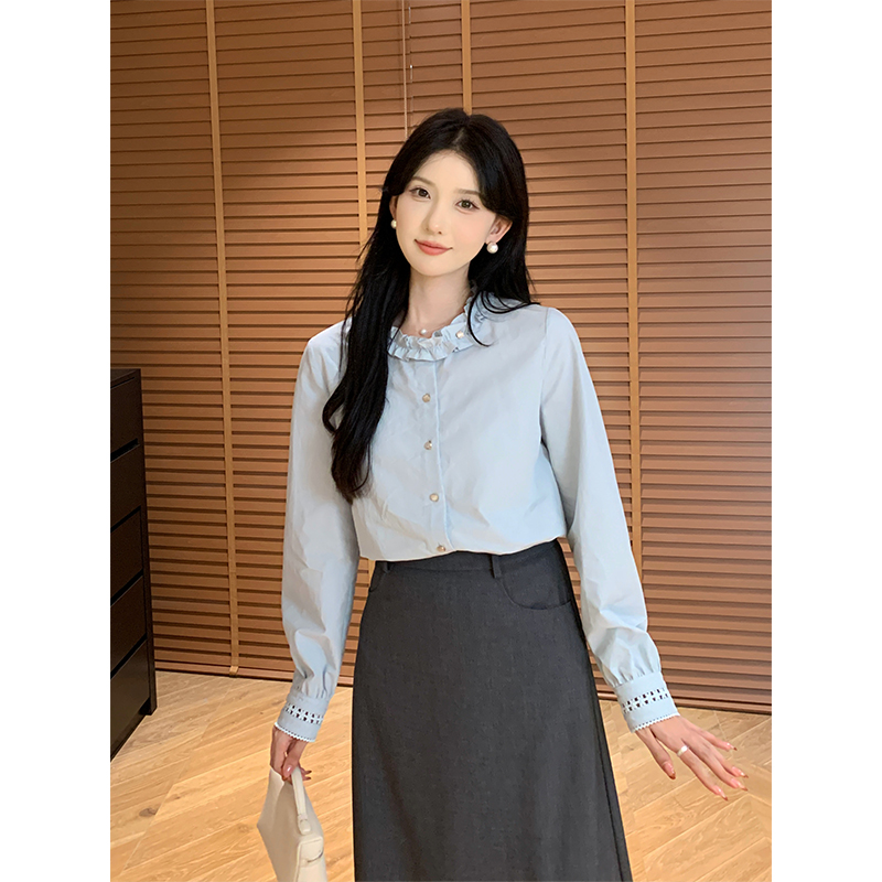 SHAOER【里约书店】法式时尚慵懒宽松马甲衬衫两件套 S725C14553