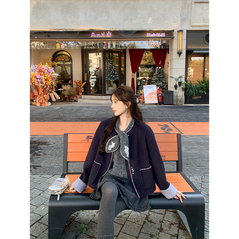 SHAOER【深蓝学院】秋冬减龄精致ab面双面呢羊毛大衣S725Z20426