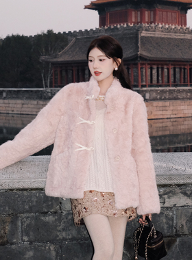 SHAOER【雪落巴黎】韩版立领高级感保暖加厚毛毛外套S725T18496