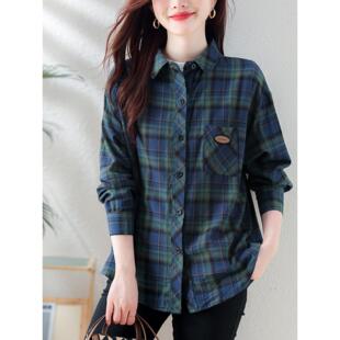 ROUMIKL中长款广东格子上衣女春秋遮屁股洋气普宁奢华大牌高端衬