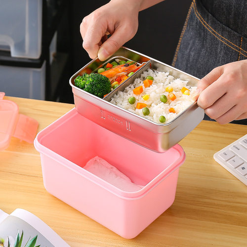 户外野营不锈钢自热饭盒发热加热包便当盒学生式保温分格餐盒