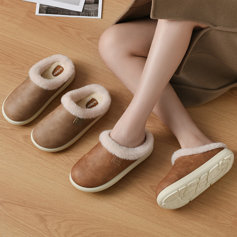 贵人鲨2025新款加厚毛绒保暖棉拖鞋女冬季家居防水防滑情侣拖鞋男