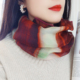 套头装 围脖女2025新款 春秋冬季 饰酒红色小围巾领圈护颈桑蚕丝脖套