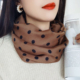 咖啡色围脖女高级感春秋冬季 护颈咖啡色圆点真丝100%桑蚕丝小脖套