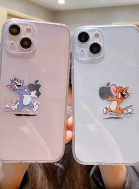 卡通创意猫和老鼠适用苹果15手机壳iPhone12promax硅胶软壳xsmax/16防摔情侣女6s/se3透明男可爱8plus/13mini