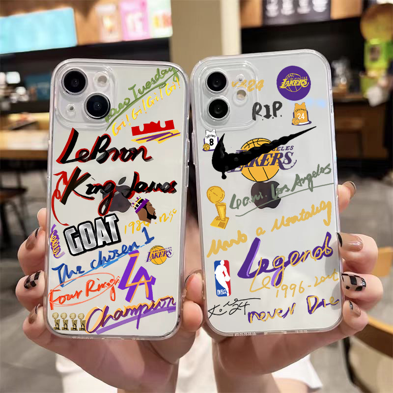NBA湖人篮球签名美式适用iPhone17promax手机壳苹果16软壳15plus透明14防摔13硅胶12mini运动11男xr学生7/8套