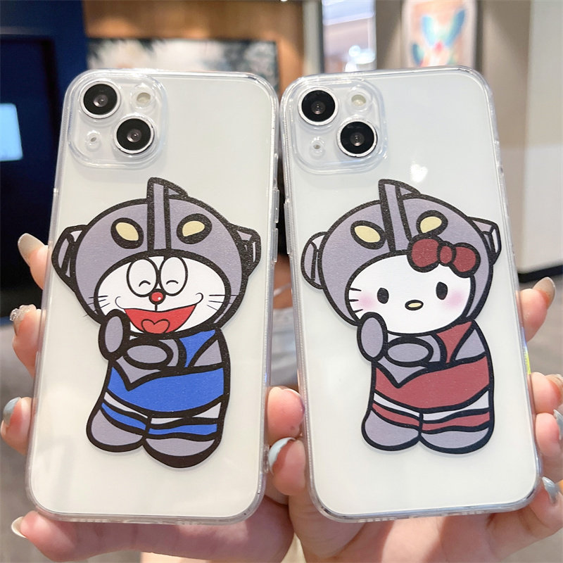 必启 ins卡通哆啦A梦HelloKitty情侣适用iPhone14手机壳苹果13ProMax软壳12mini硅胶15透明16防摔8plus7男女6