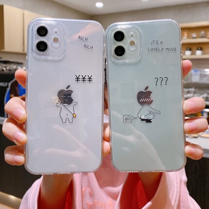 卡通创意线条人适用苹果15手机壳iPhone12promax硅胶6splus/8软透明情侣7p保护套16全包xsmax精准孔13mini女9