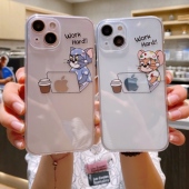 卡通猫和老鼠上班创意适用苹果12promax手机壳iPhone15情侣女xsmax Xr防摔13mini新款 se3保护男14plus透明8p