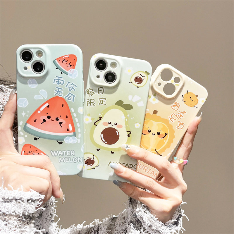 必启 ins夏日清新牛油果榴莲西瓜适用iPhone14手机壳苹果13Pro菲林壳12mini硬15可爱16情侣xsmax防摔8plus女7
