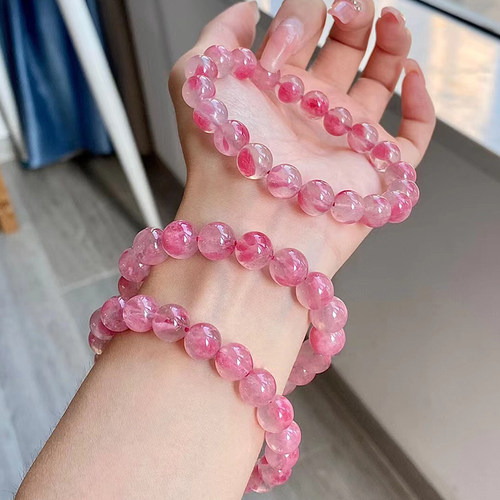 女水晶小清新小众饰品迷人玫瑰红