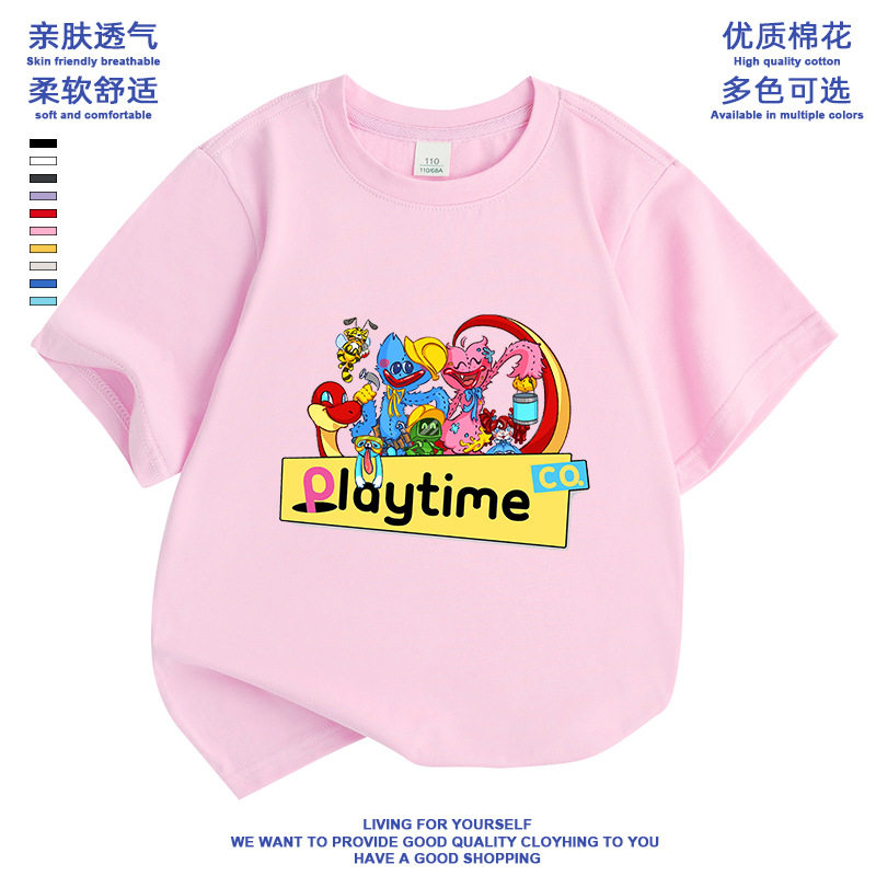 夏季新款波比的游戏时间smiling critters男童休闲短袖宽松衣服T