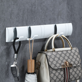 白色免打孔隐形排钩墙挂折叠门后挂钩浴室毛巾挂钩空间铝外套挂钩