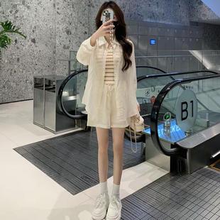 ROUMIKL时尚防晒套装2025新款女装夏款小个子高端气质宽松衬衫短