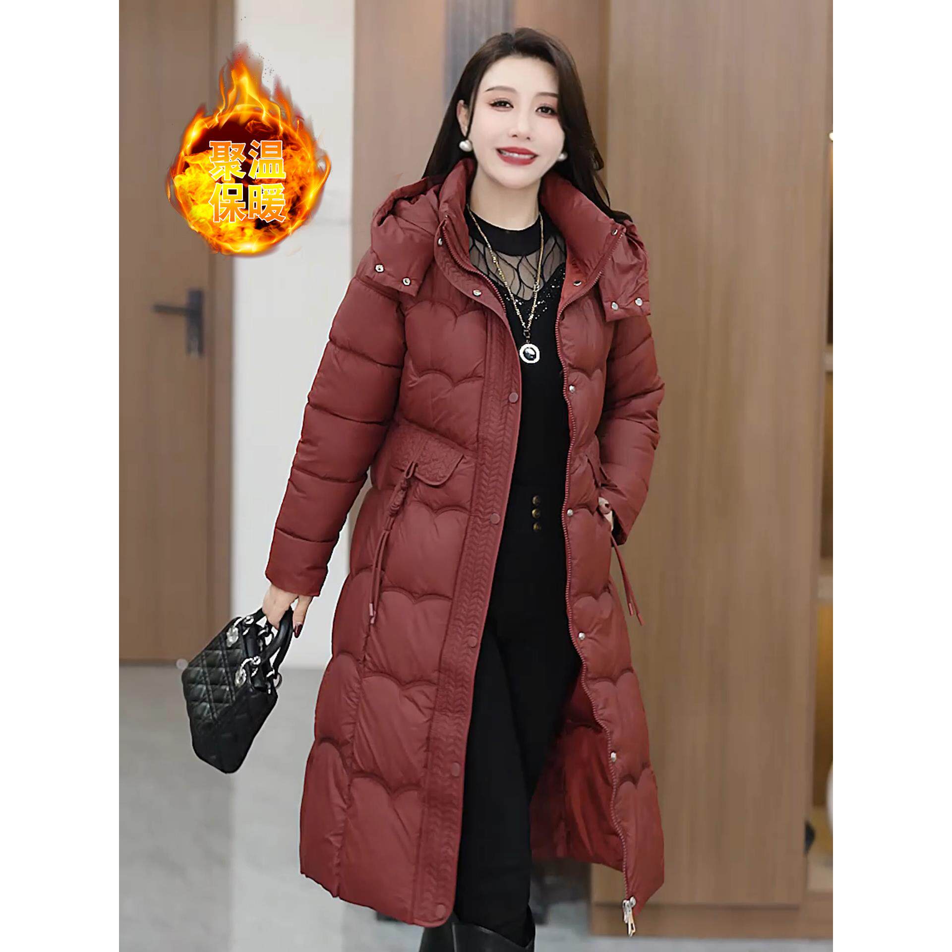 ROUMIKL时尚服衣外套女2025冬季新款加厚中长款修身显瘦衣袄