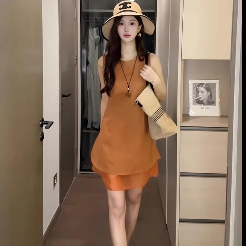 RIERA时尚气质无袖连衣裙女高级感2025夏季新款时髦洋气减龄休闲