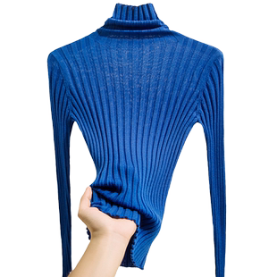 浪莎正品高领纯羊毛针织衫女毛衣修身木耳边纯色内搭春季打底衫