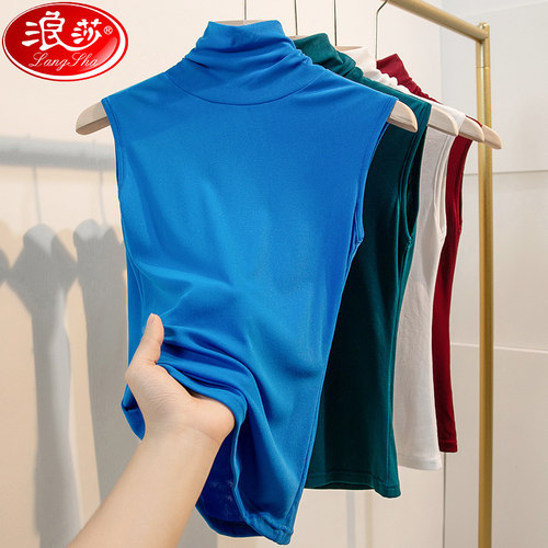 浪莎无袖网纱打底衫女洋气