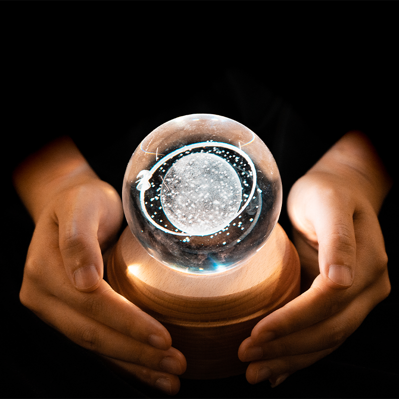 水晶旋转音乐盒装饰品氛围灯